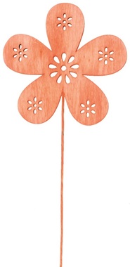 Wooden Flower  8 cm + Wire