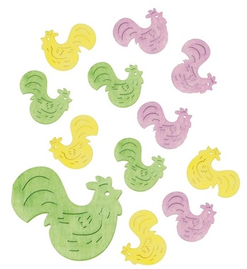 Wooden Roosters 4 cm, 12 pcs 