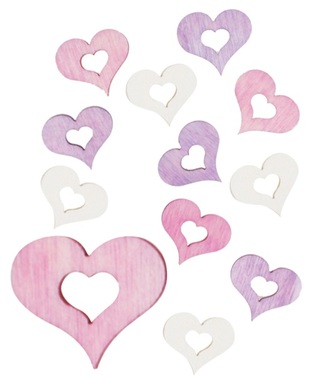 Wooden Hearts 2 cm, 24 pcs 