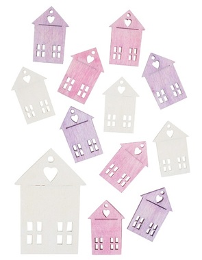 Wooden Houses 4 cm, 12 pcs 