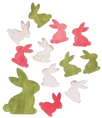 Wooden Rabbits 4 cm, 12 pcs 