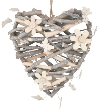 Heart, Wicker, 24 cm