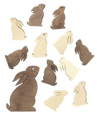 Wooden Rabbit 4 cm, 12 pcs 