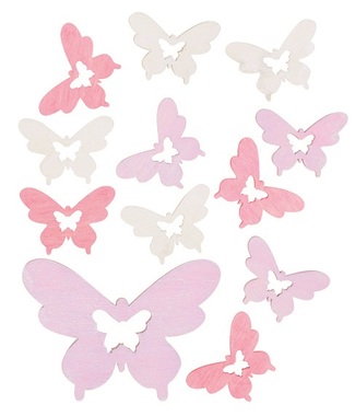 Wooden Butterfly 4 cm, 12 pcs 