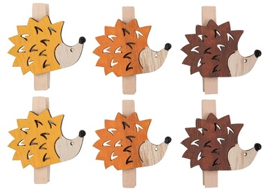 Wooden Hedgehogs on Peg 3 cm, 6 ks 