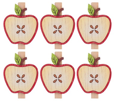 Wooden Apples on Peg 3,5 cm, 6 pcs 