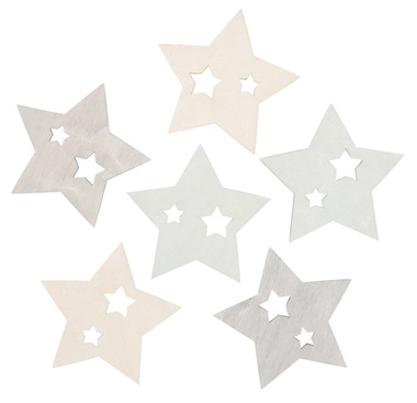 Wooden Stars 6 cm, 6 pcs