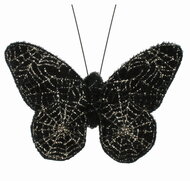 Butterfly with Cobwebs black 8 x 5.5 x 1 cm on clip
