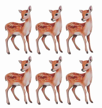 Wooden doe 3 x 5 x 0.3 cm with glue, 6 pcs in a bag