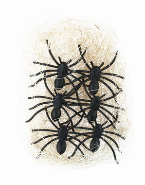 Spiders with straw for decoration 5 x 1 x 4 cm, 6 pcs in a Bag