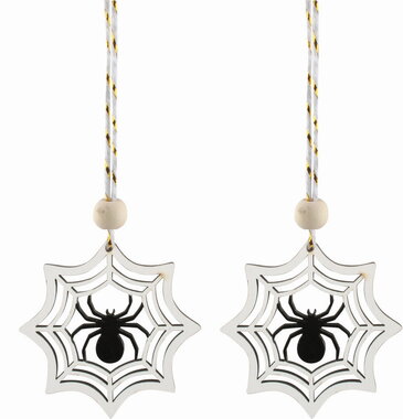 Wooden Spider Webs white for hanging o 6 x 0.5 cm, 2 pcs in a bag