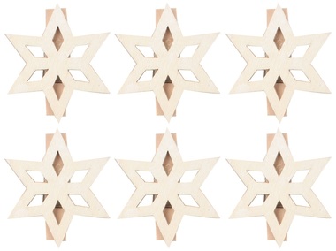 Wooden Stars 4 cm on Peg, 6 pcs