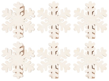 Wooden Snowflakes 4 cm on Peg, 6 pcs