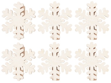 Wooden Snowflakes 4 cm on Peg, 6 pcs