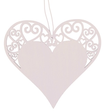 Hanging Wooden Heart 12 cm, White