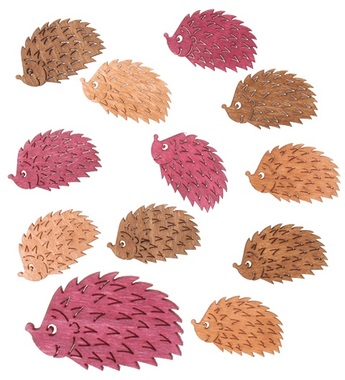 Wooden Hedgehogs 4 cm, 12 pcs