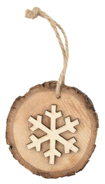 Hanging Wooden Oval w/Snowflake 8 cm