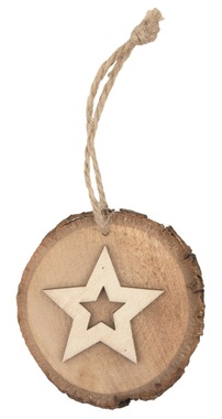 Hanging Wooden Oval w/Star 8 cm