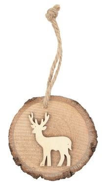 Hanging Wooden Oval w/Deer 8 cm