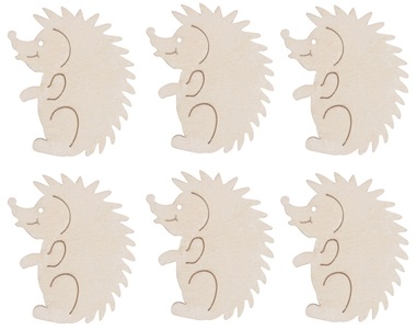 Wooden Hedgehogs on Peg 4 cm, 6 pcs