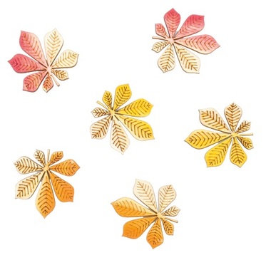 Wooden Leaves 4 cm, 6 pcs 