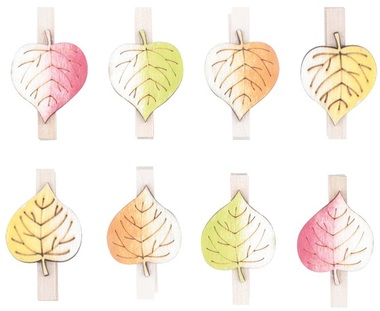 Wooden Leaves on Peg 3,5 cm, 8 pcs 