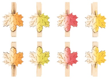 Wooden Leaves on Peg 3 cm, 8 pcs 