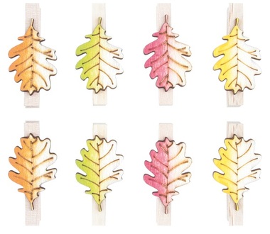 Wooden Leaves on Peg 3 cm, 8 pcs 