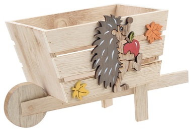 Wooden Wheelbarrow with Hedgehog 9 x 18 cm