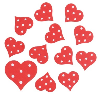 Wooden Heart W/Sticker 3 cm 12 Pcs Red 