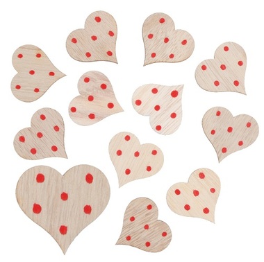 Wooden Heart w/Sticker 3 cm 12 Pcs, Natural