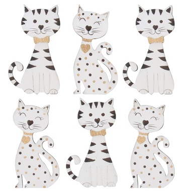Cats with Sticker 5 cm, 6 pcs