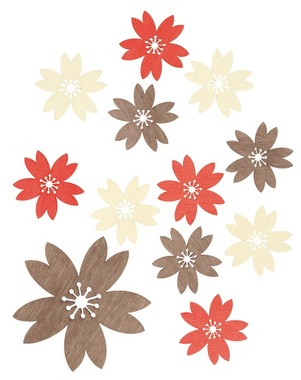 Wooden Flowers 4 cm, 12 pcs 