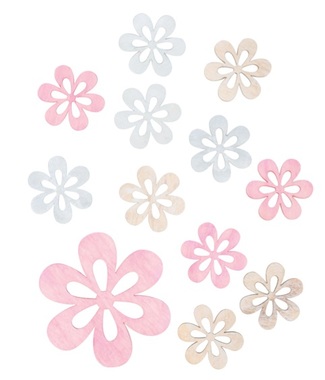 Wooden Flowers 4 cm, 12 pcs 