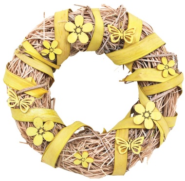 Natural Wreath w/ Yellow Ribbon dia 25 cm 