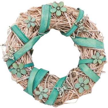 Natural Wreath w/ Turquois Components dia 25 cm 