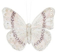 Butterfly on Clip 12 cm, Beige