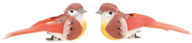 Bird on Clip 8 cm, 2 pcs, Brown/Orange