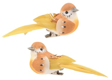 Bird on Clip 8 cm, 2 pcs, Orange