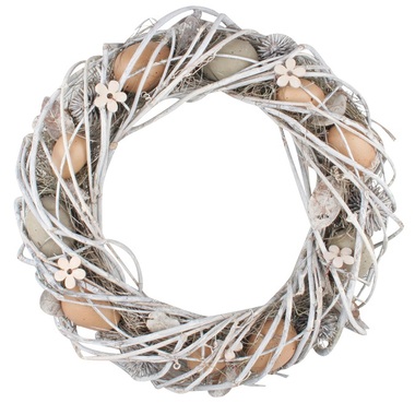 Wreath with White Branches and Eggs 31 cm