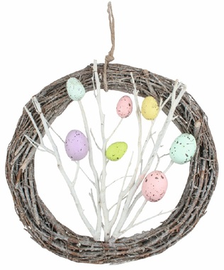 Easter Wreath Pastel Eggs 30 x 30 x 6 cm for hanging