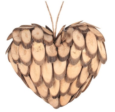 Wooden Slice Heart hanging 10 x 9 x 5 cm