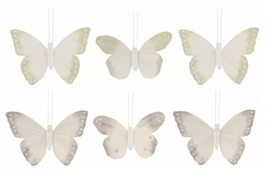 Butterflies with Glitter on Clip 9.5 x 9 x 2 cm, 6 pcs in a bag