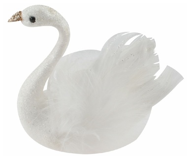 Swan with Glitter on a Clip 10 x 9.5 x 5 cm