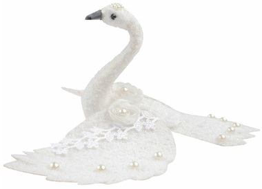 Swan with Glitter and Beads on a Clip 14 x 12 x 21 cm