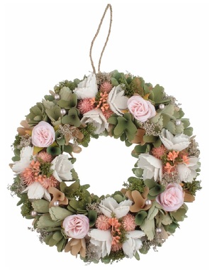 Spring Wreath with pink Flowers 31 x 31 x 7 cm
