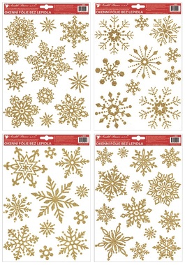 Decorative Window Cling with Glitter Gold  Snowflakes 28 × 22 cm