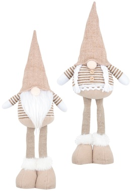 Standing Gnome with Knitted Sweater 33 cm, Beige