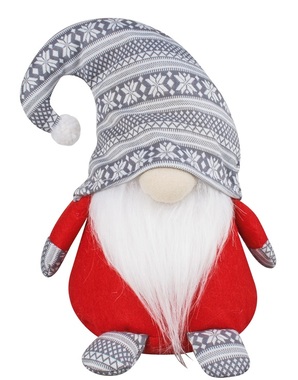 Standing Gnome in Grey Hat 25 cm, Red 