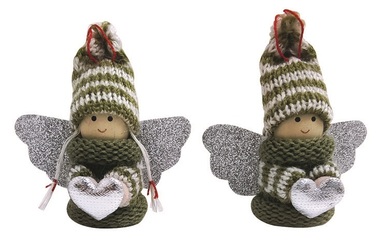 Angel in a green Sweater with a Heart for hanging 7.5 cm